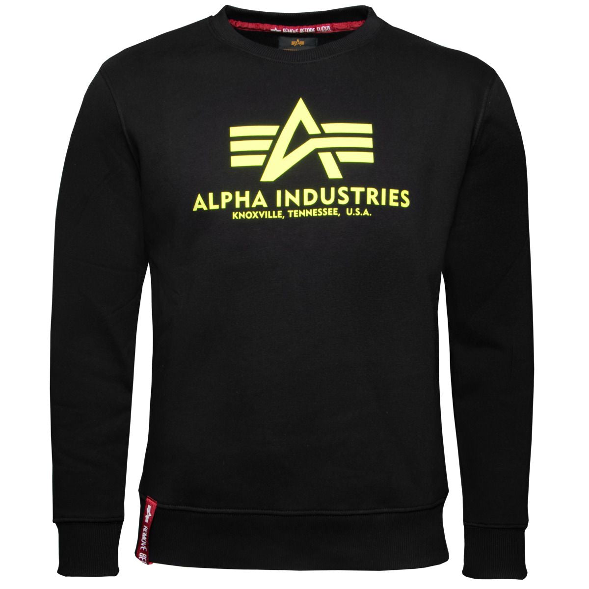 Alpha Industries Basic Sweater Neon Print Sweatshirt, Schwarz
