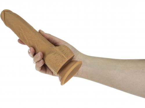 Naked Addiction RC Thrusting Dong '9': Stoßender Dildo, caramel, 23 cm