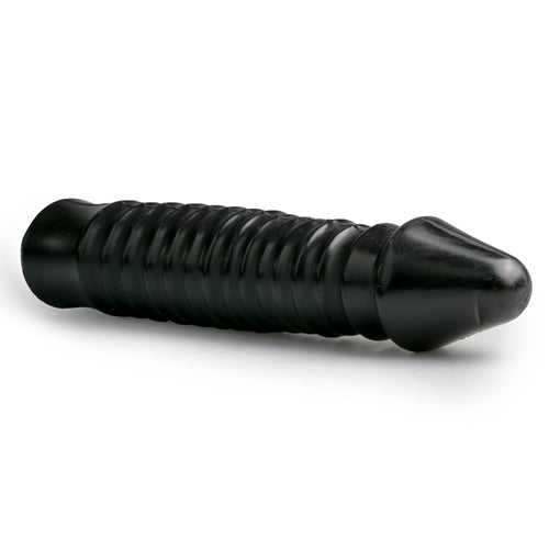 Large Dildo with Ribbed Shaft - Black