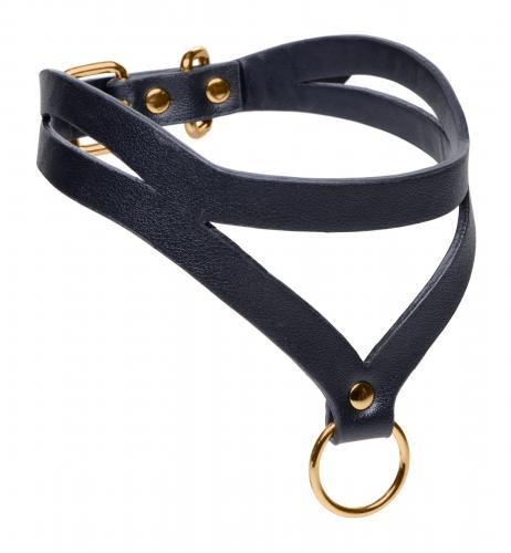 Bondage Baddie Collar with O-Ring - Black/Gold