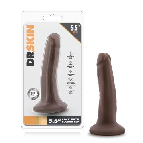 Dr. Skin – Realistischer Dildo mit Saugnapf 14 cm – Schokoladenbraun