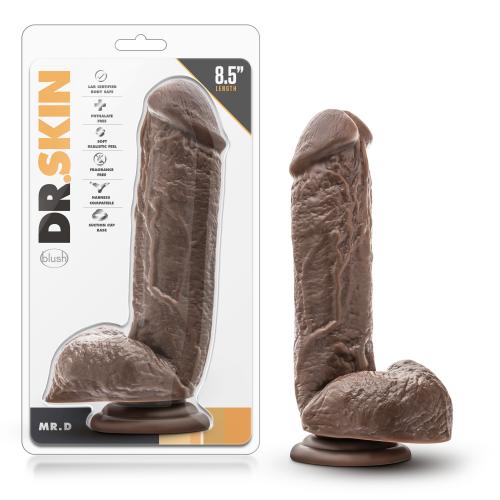 Dr. Skin – Mr. D Dildo mit Saugnapf 21,6 cm – Schokolade