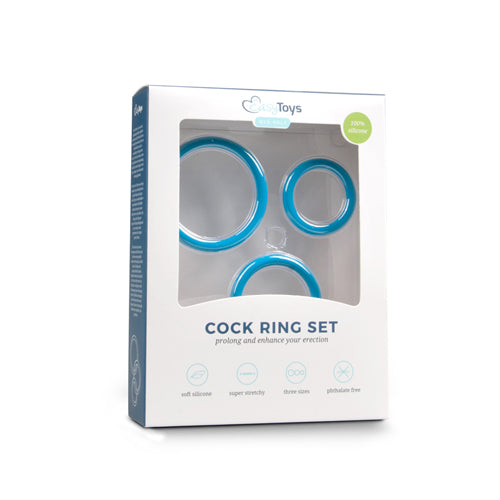 Set of three sizes cock rings - Blue