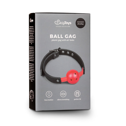 Ball gag with ball of PVC - rood