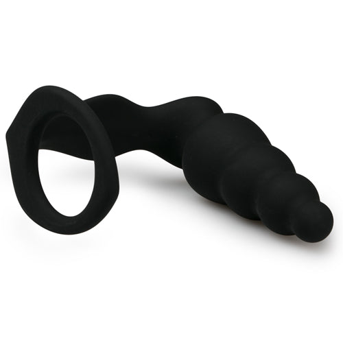 Cock ring with ribbed butt plug