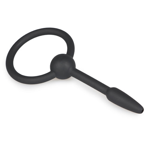 Hollow penis plug with grip ring