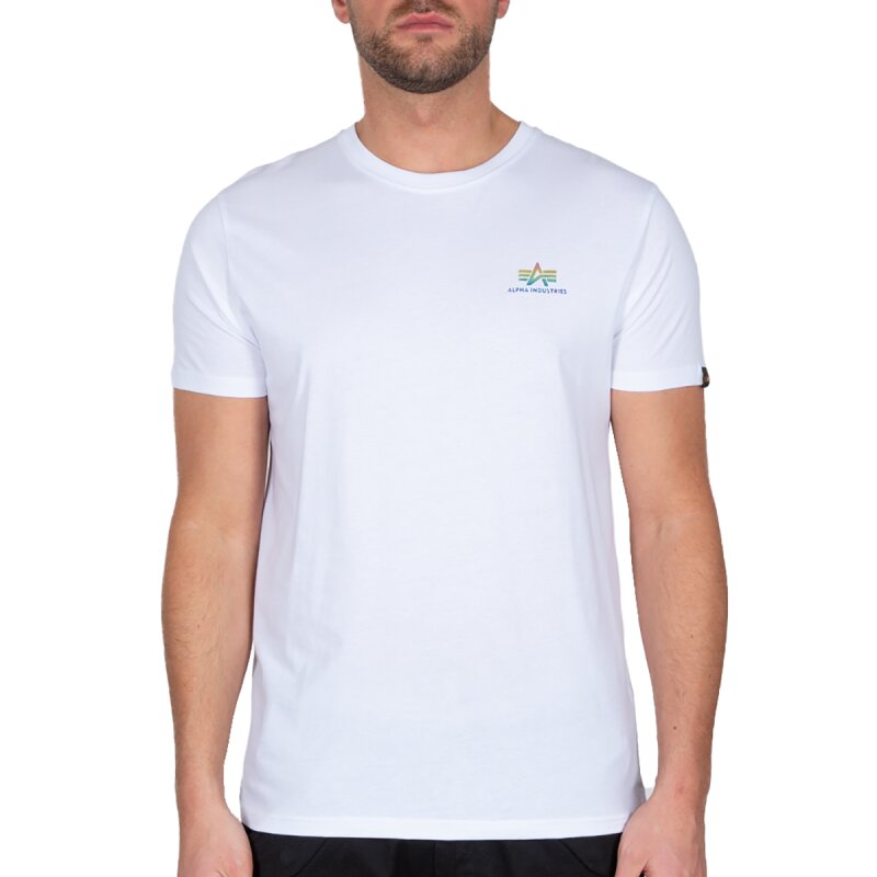Alpha Industries T-shirt basique arc-en-ciel pour homme, blanc