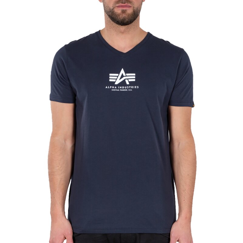 Alpha Industries T-shirt basique à col en V, bleu