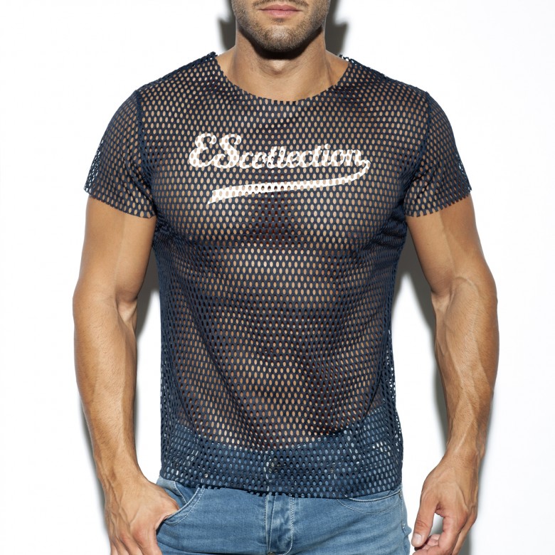 ES Collection Open Mesh T-Shirt, Navy